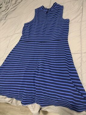 Old Navy Navy and Blue Striped Sleeveless Dress